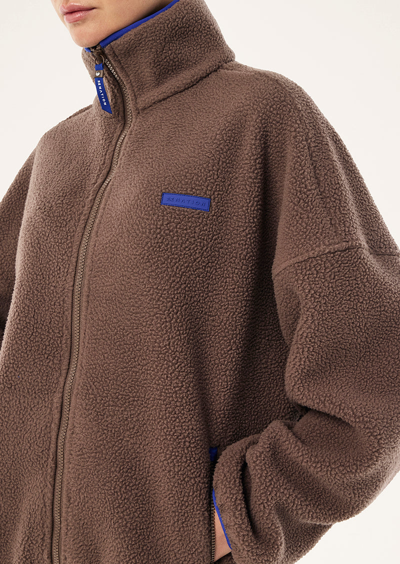 Rotate Sherpa Jacket in Mocha by P.E Nation, Women's Athleisure Sherpa Jackets