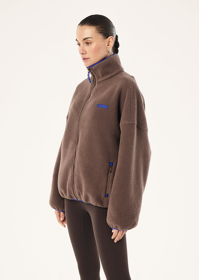 Rotate Sherpa Jacket in Mocha by P.E Nation, Women's Athleisure Sherpa Jackets
