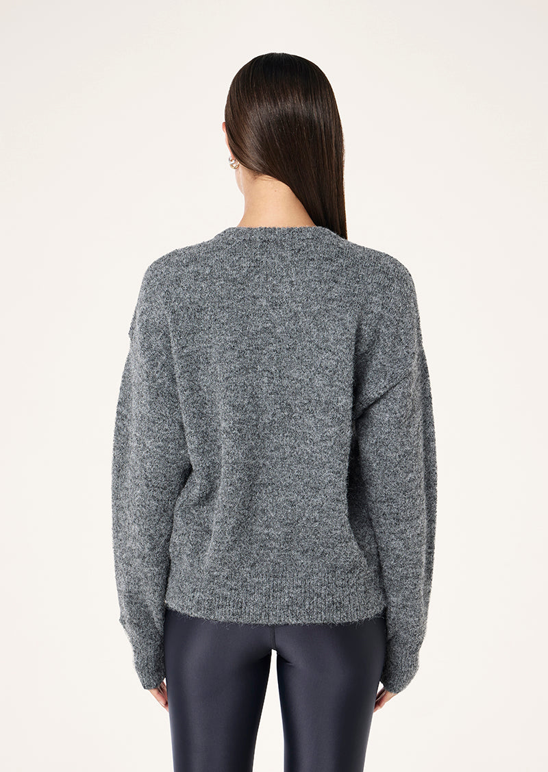 SABLE KNIT BOMBER IN GREY MARLE BY P.E NATION, WOMEN'S ATHLEISURE KNITTED CARDGIANS