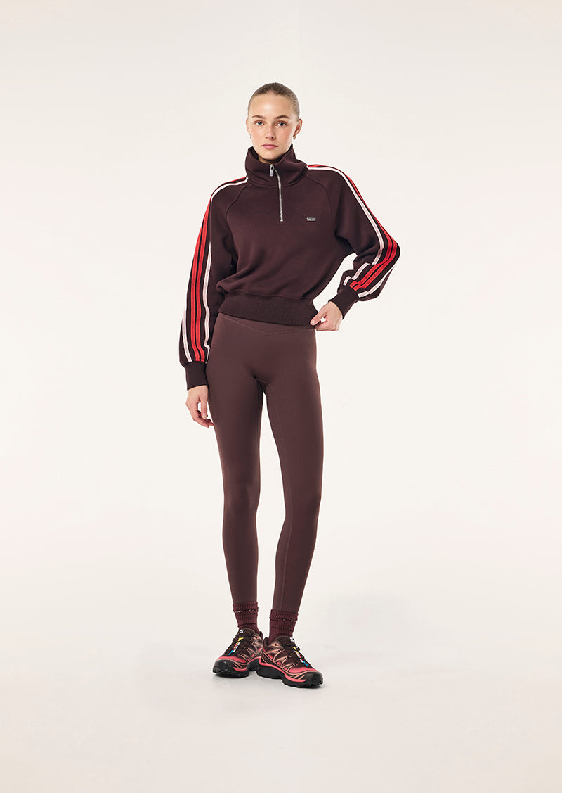 SCOUT QUARTER ZIP IN DARK PLUM BY P.E NATION, WOMEN'S ATHLEISURE ZIP JUMPERS