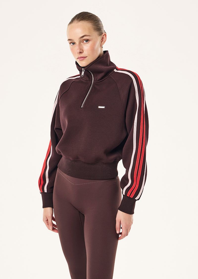 SCOUT QUARTER ZIP IN DARK PLUM BY P.E NATION