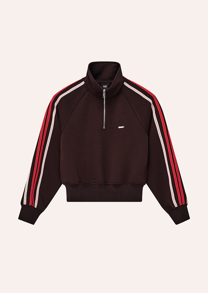 SCOUT QUARTER ZIP IN DARK PLUM BY P.E NATION, WOMEN'S ATHLEISURE ZIP JUMPERS