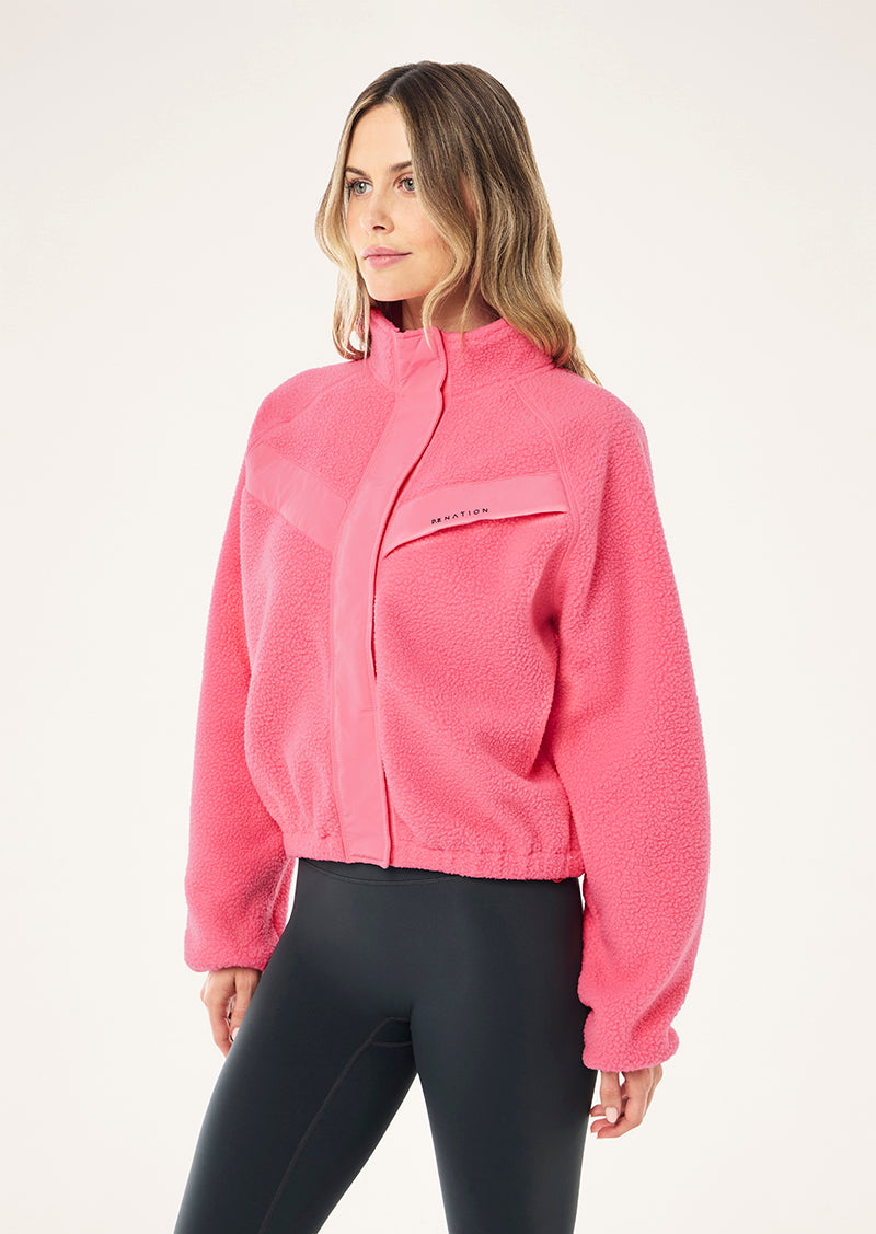 SHELTER SHERPA JACKET IN PINK LEMONADE