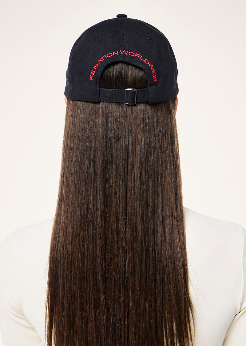 SHIFT CAP IN DARK NAVY & STRAWBERRY BY P.E NATION, WOMEN'S ATHLEISURE CAPS
