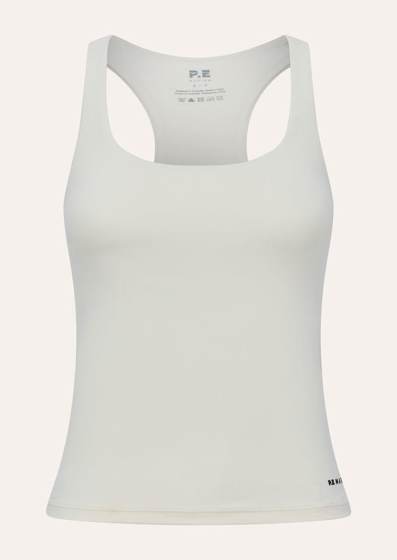 SIGNATURE SCOOP TANK IN WHISPER WHITE BY P.E NATION, WOMEN'S GYM TANKS