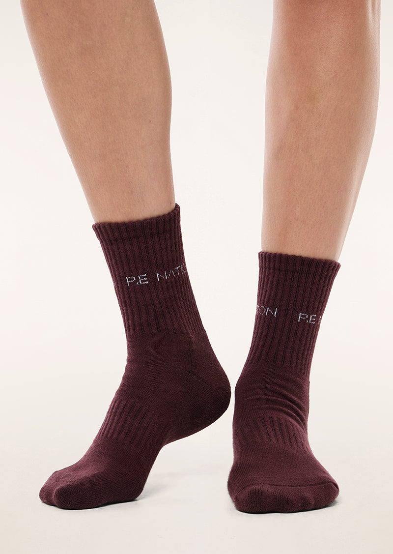 SIGNATURE SOCK IN CABERNET BY P.E NATION, WOMEN'S ATHLEISURE SOCKS