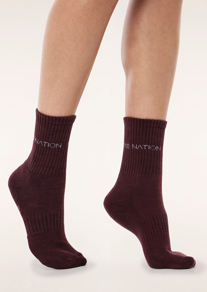 SIGNATURE SOCK IN CABERNET BY P.E NATION, WOMEN'S ATHLEISURE SOCKS