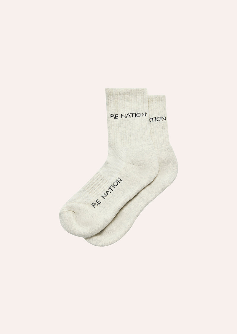 SIGNATURE SOCK IN SNOW MARLE BY P.E NATION