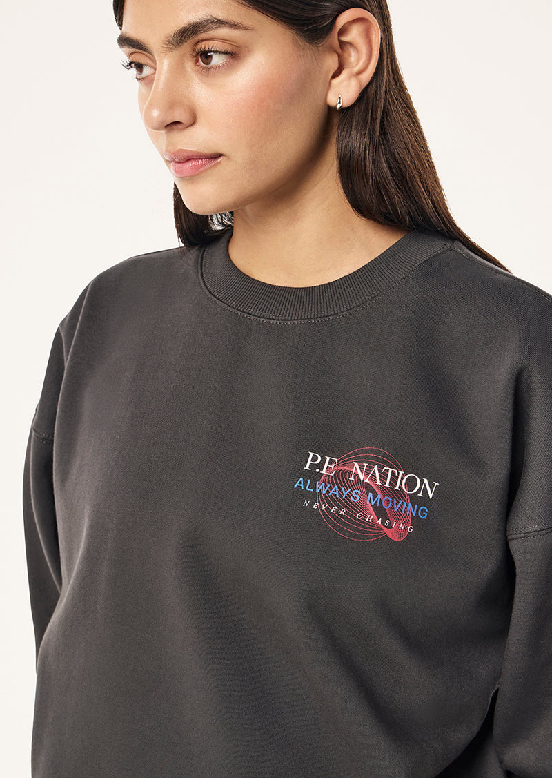 SNAP OVERSIZED SWEAT IN IRON BY P.E NATION, WOMEN'S ATHLEISURE SWEATS