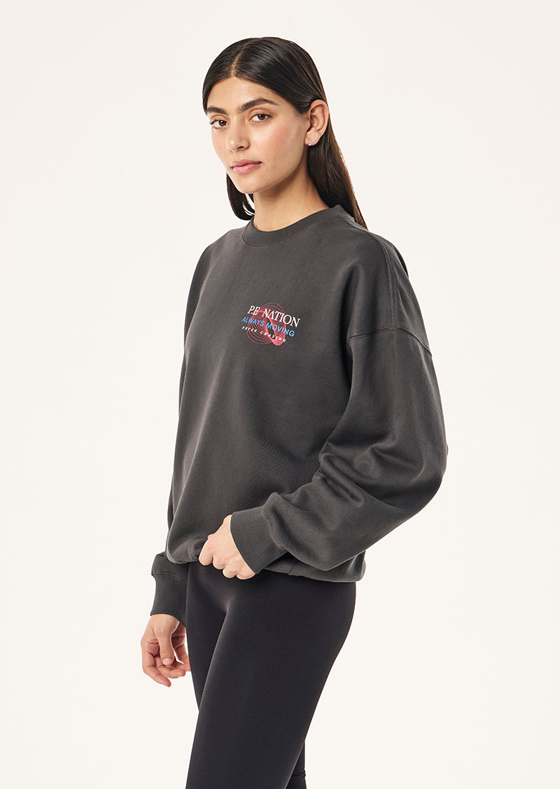 SNAP OVERSIZED SWEAT IN IRON BY P.E NATION, WOMEN'S ATHLEISURE SWEATS