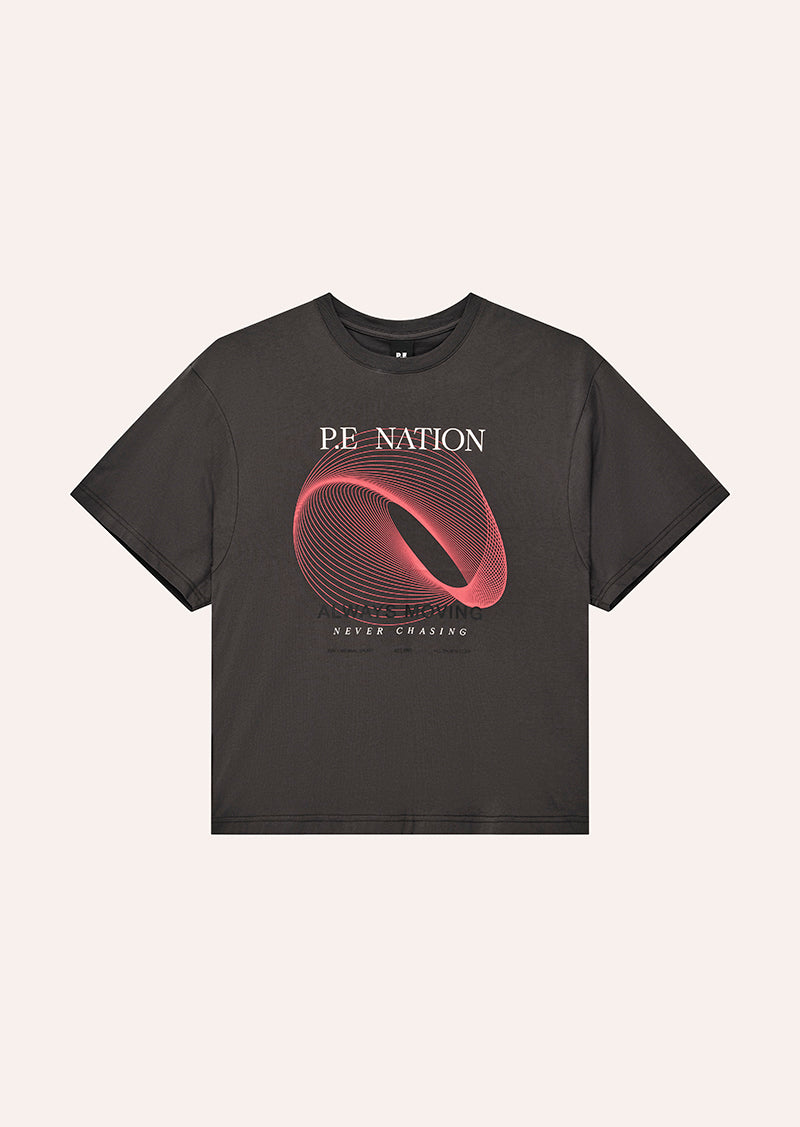 SNAP OVERSIZED TEE IN IRON BY P.E NATION, WOMEN'S ATHLEISURE OVERSIZED TEE