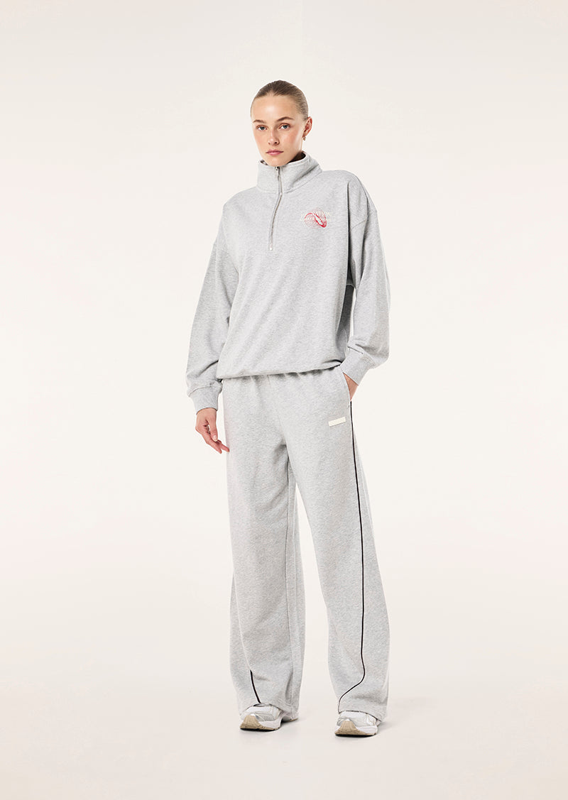 SNAP QUARTER ZIP IN GREY MARLE BY P.E NATION, WOMEN'S ATHLEISURE QUARTER ZIP JUMPER