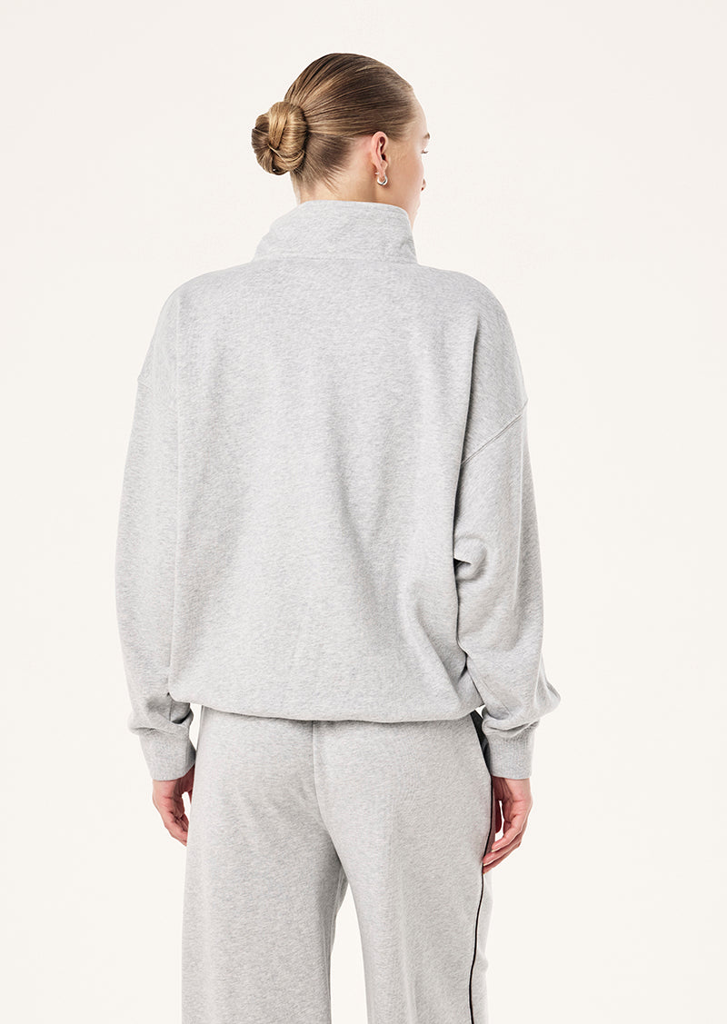 SNAP QUARTER ZIP IN GREY MARLE BY P.E NATION, WOMEN'S ATHLEISURE QUARTER ZIP JUMPER