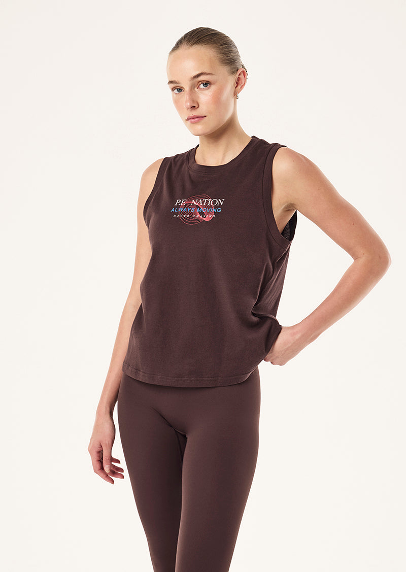 SNAP TANK IN DARK PLUM BY P.E NATION, WOMEN'S ATHLEISURE TANKS