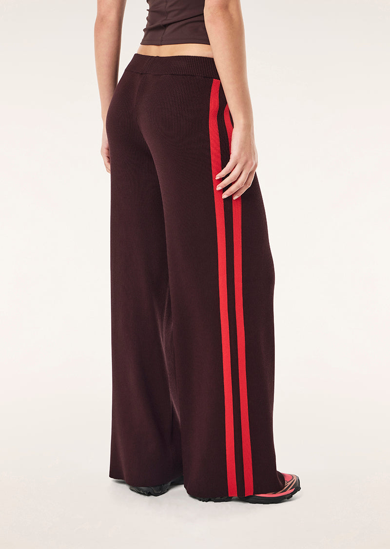SOLAR KNIT PANT IN DARK PLUM BY P.E NATION, WOMEN'S ATLEISURE KNIT WIDE LEG PANT