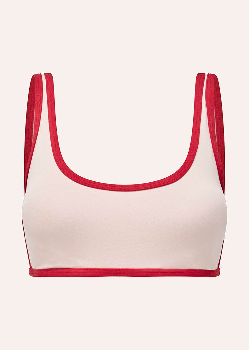 SOLIS SCOOP SPORTS BRA IN SOFT PINK & STRAWBERRY BY P.E NATION, WOMEN'S ATHLEISURE SPORTS BRAS