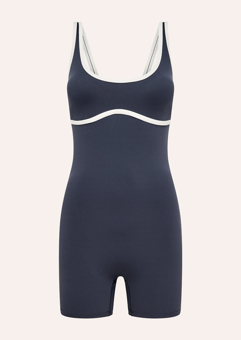 SOLIS PLAYSUIT IN MARINE BLUE AND WHISPER WHITE BY P.E NATION, WOMEN'S ATHLEISURE PLAYSUIT ONE PIECE