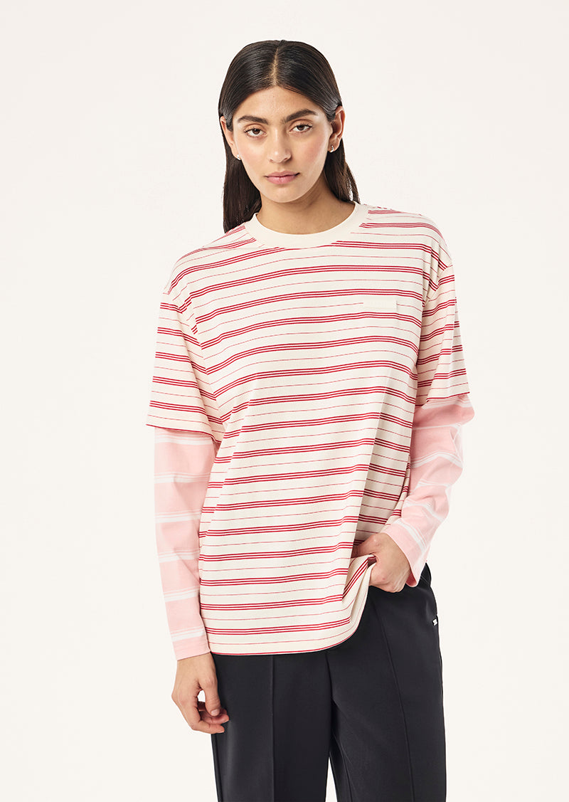 SPARK LONG SLEEVE TEE IN SOFT PNK STRIPE BY P.E NATION