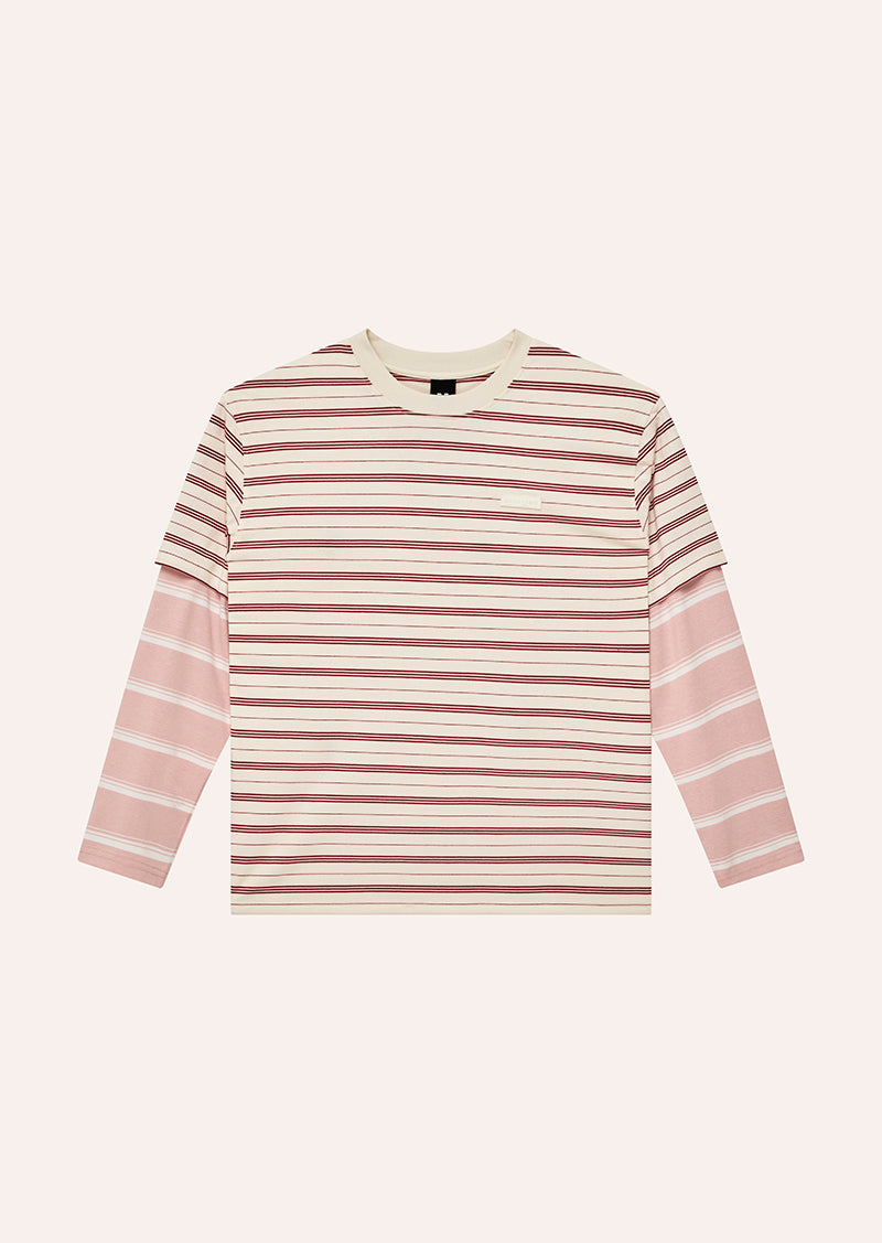 SPARK LONG SLEEVE TEE IN SOFT PNK STRIPE BY P.E NATION, WOMEN'S ATHLEISURE LONG SLEEVE TEE