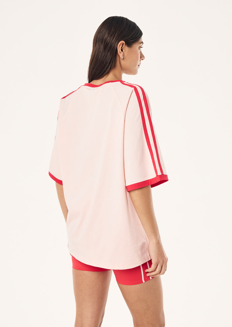 SPINOUT BASEBALL TEE IN SOFT PINK BY P.E NATION, WOMEN'S ATHLEISURE OVERSIZED TEE