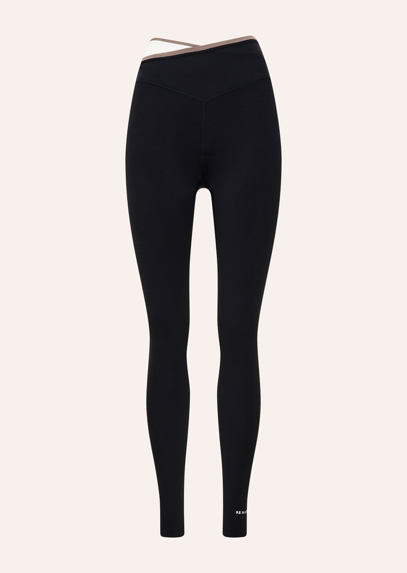 STATUS FULL LENGTH LEGGING IN BLACK & WALNUT BY P.E NATION, WOMENS ACTIVE LEGGING BLACK