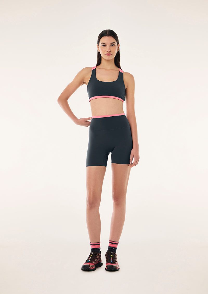 STELLAR 5" BIKE SHORT IN ASPHALT & PINK LEMONADE