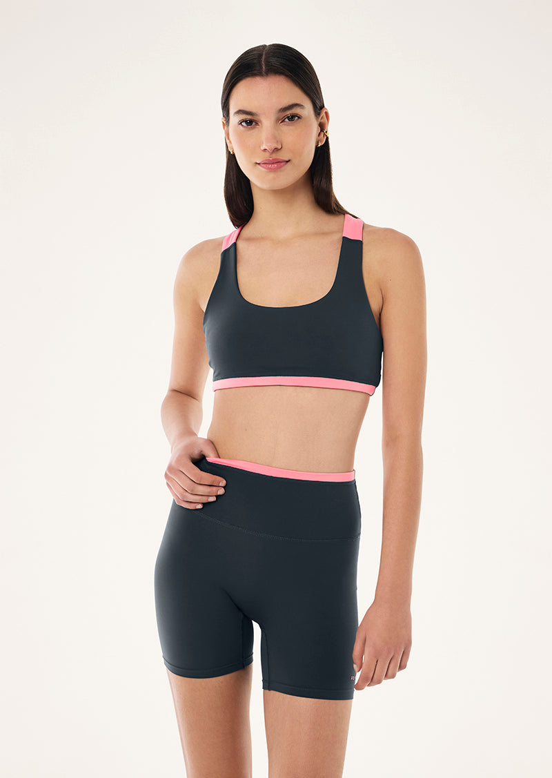 STELLAR 5" BIKE SHORT IN ASPHALT & PINK LEMONADE