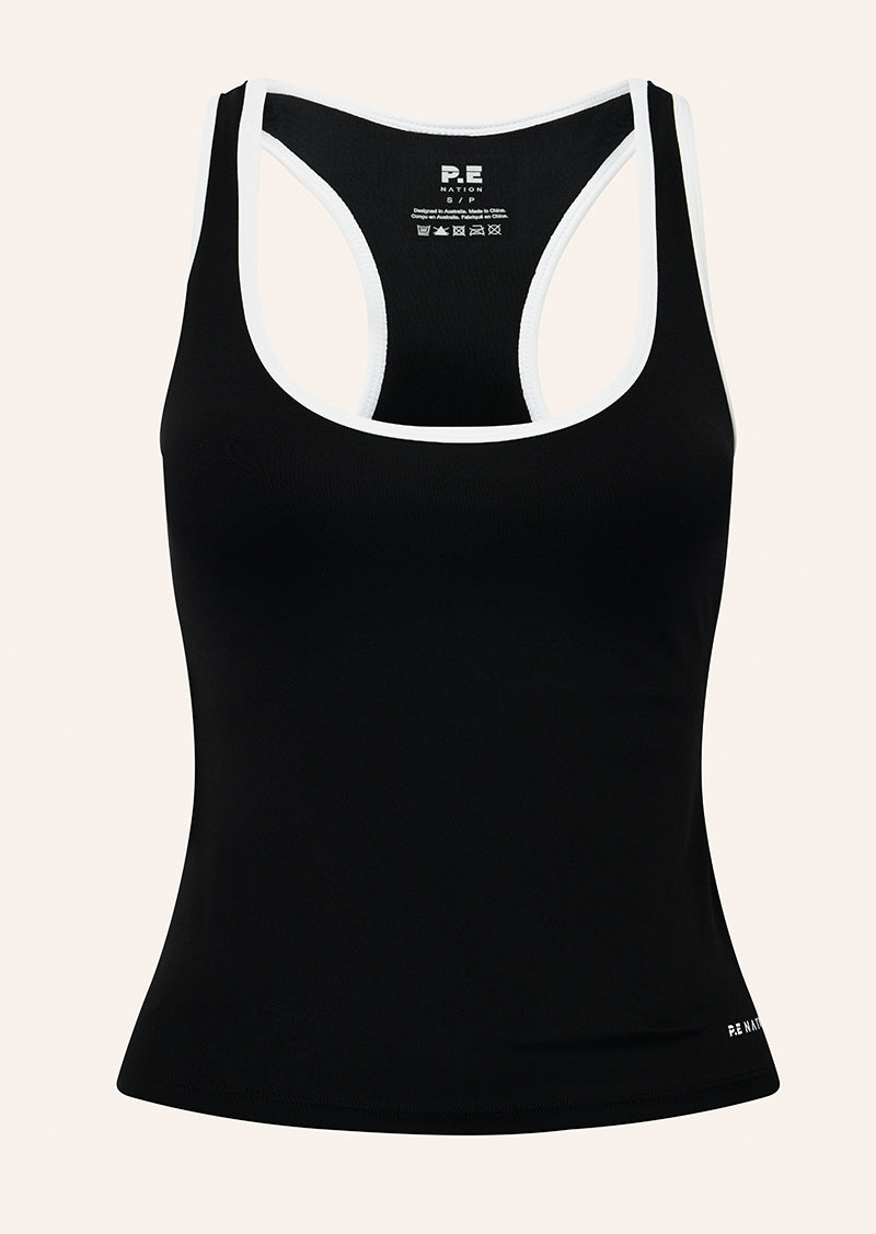 Stellar Scoop Tank in Black & White by P.E Nation, Women's Athleisure Tanks