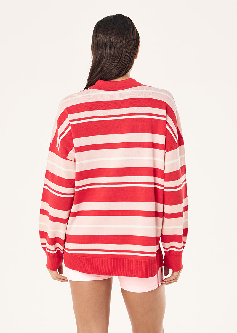 STRATA RUGBY KNIT IN STRAWBERRY STRIPE