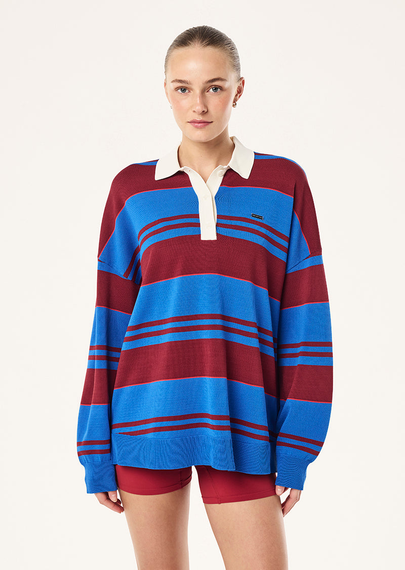 STRATA RUGBY KNIT IN PALACE BLUE STRIPE BY P.E NATION
