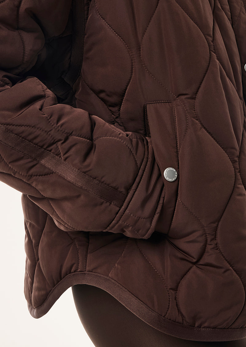 SURGE QUILT JACKET IN ESPRESSO BY P.E NATION, WOMENS OVERSIZED QUILTED JACKET BROWN