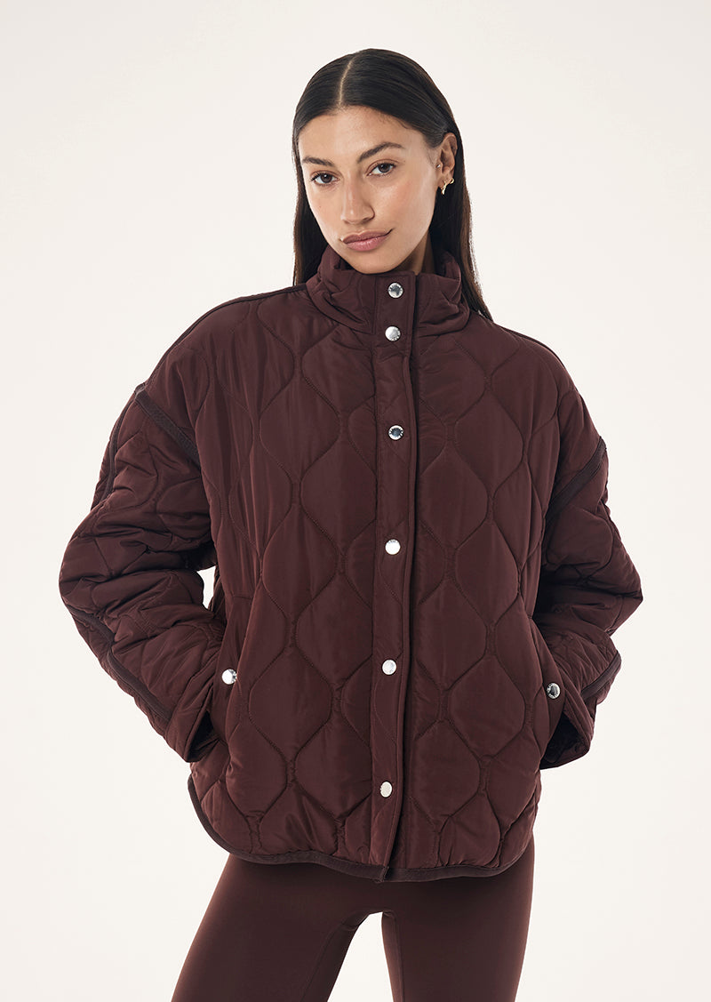 Surge Quilt Jacket in Mehogany by P.E Nation, Women's Athleisure Quilted Jackets
