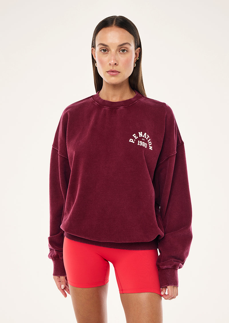 SWERVE SWEAT IN WASHED CABERNET BY P.E NATION