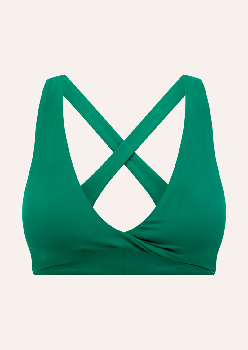 SWIFT SPORTS BRA IN COLLEGE GREEN BY P.E NATION, WOMEN'S ATHLEISURE SPORTS BRA