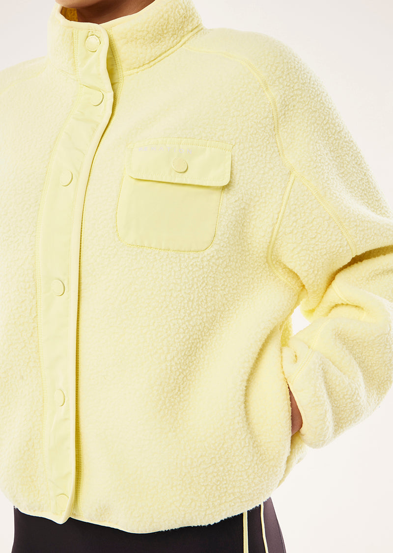 TAKEOVER JACKET IN SOFT YELLOW BY P.E NATION, WOMEN'S SHERPA JACKETS