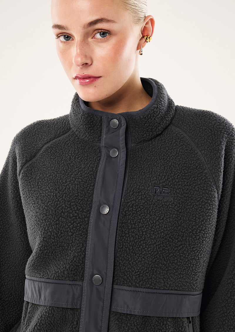 TECHNIQUE JACKET IN MARINE BLUE BY P.E NATION, WOMEN'S ATHLEISURE SHERPA JACKETS