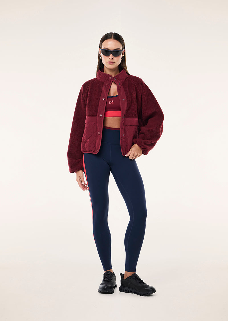 TECHNIQUE QUILT JACKET IN CABERNET BY P.E NATION, WOMEN'S ATHLEISURE JACKETS