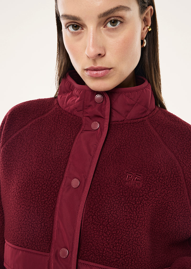 TECHNIQUE QUILT JACKET IN CABERNET BY P.E NATION, WOMEN'S ATHLEISURE JACKETS