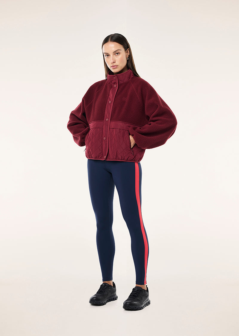 TECHNIQUE QUILT JACKET IN CABERNET BY P.E NATION, WOMEN'S ATHLEISURE JACKETS