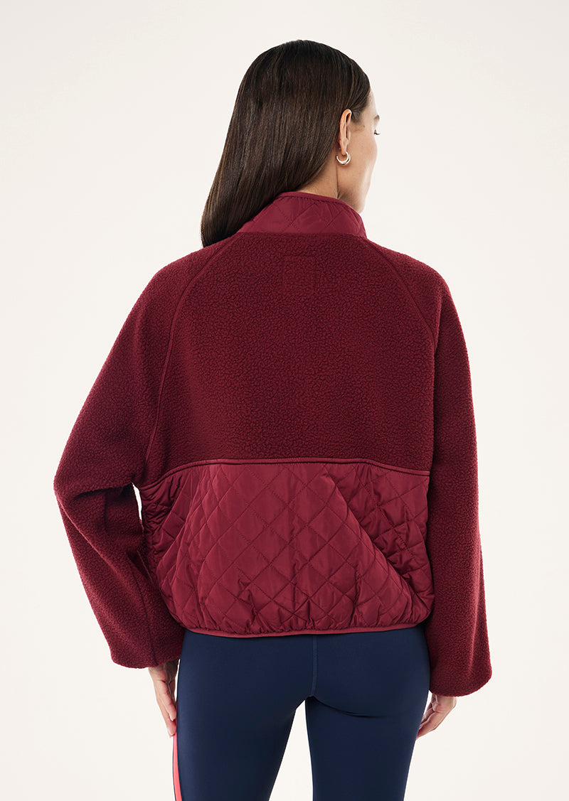 TECHNIQUE QUILT JACKET IN CABERNET BY P.E NATION, WOMEN'S ATHLEISURE JACKETS
