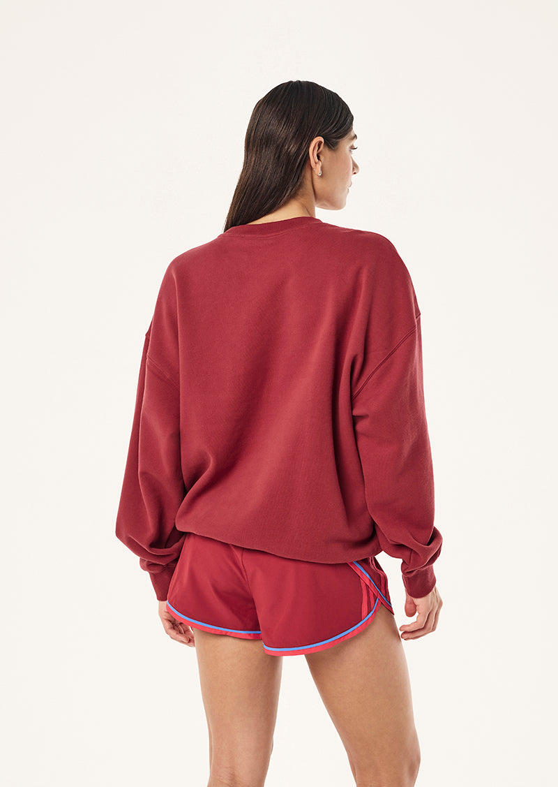 TIDAL OVERSIZED SWEAT IN CHERRY BY P.E NATION, WOMEN'S ATHLEISURE SWEAT