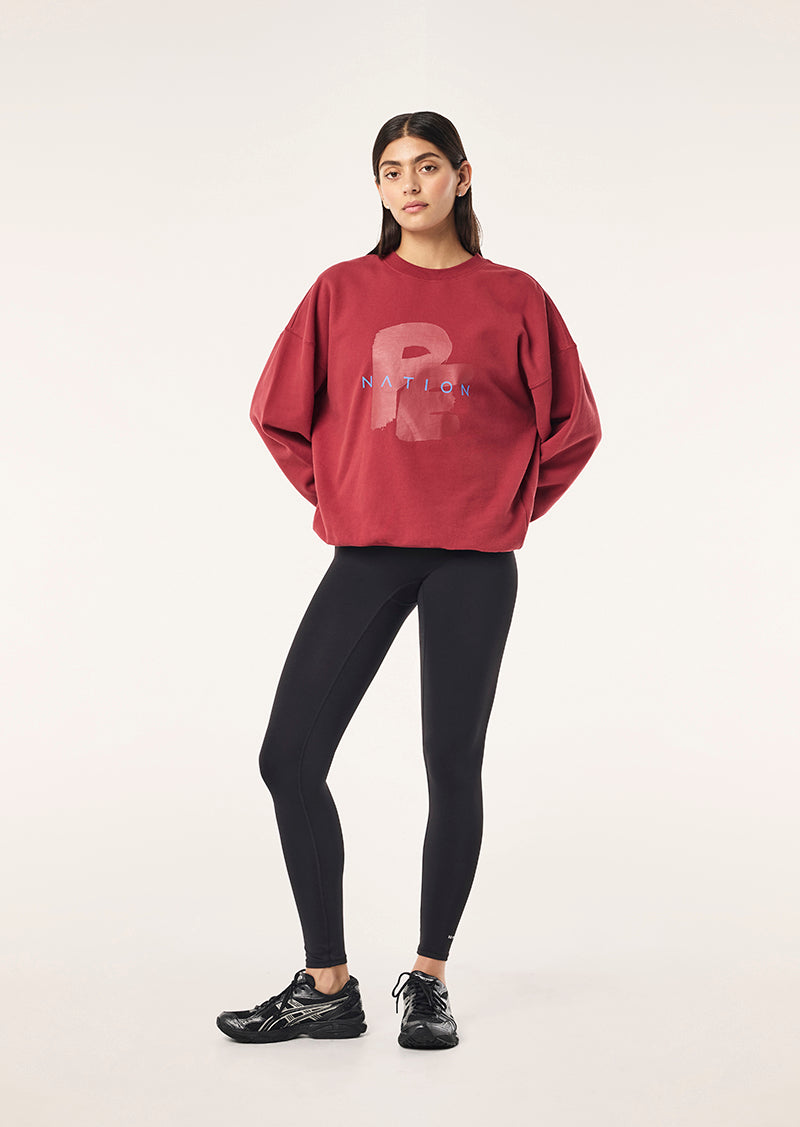 TIDAL OVERSIZED SWEAT IN CHERRY BY P.E NATION, WOMEN'S ATHLEISURE SWEAT