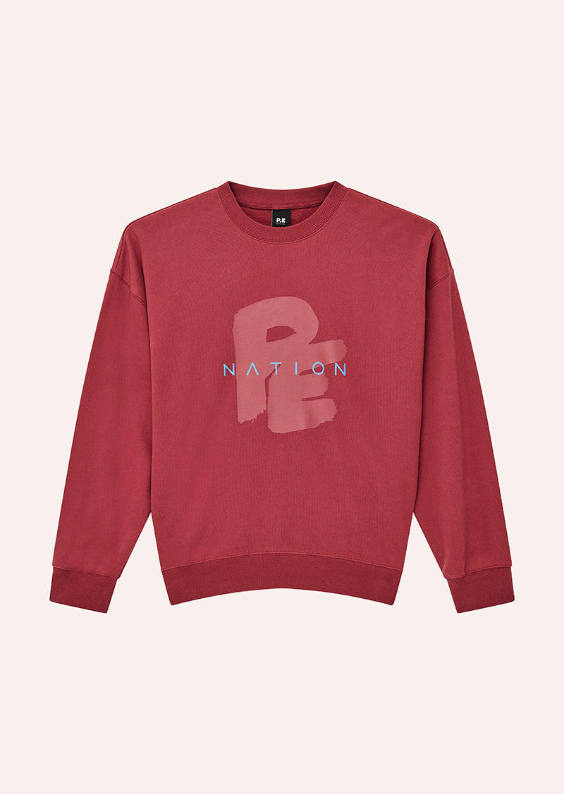 TIDAL OVERSIZED SWEAT IN CHERRY BY P.E NATION, WOMEN'S ATHLEISURE SWEAT