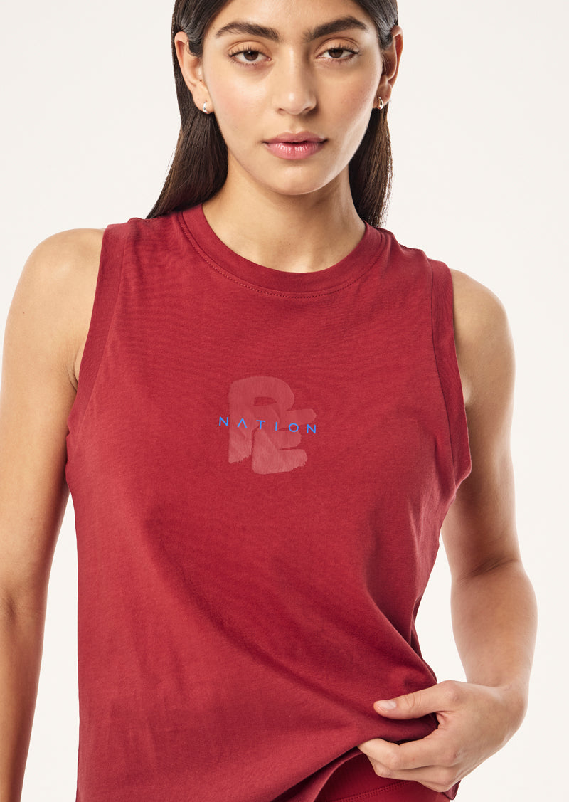TIDAL TANK IN CHERRY BY P.E NATION, WOMEN'S ATHLEISURE TANKS