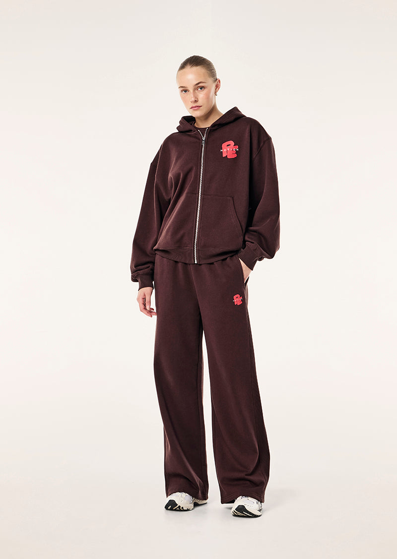 TIDAL TRACKPANT IN DARK PLUM BY P.E NATION, WOMEN'S ATHLEISURE TRACKPANTS