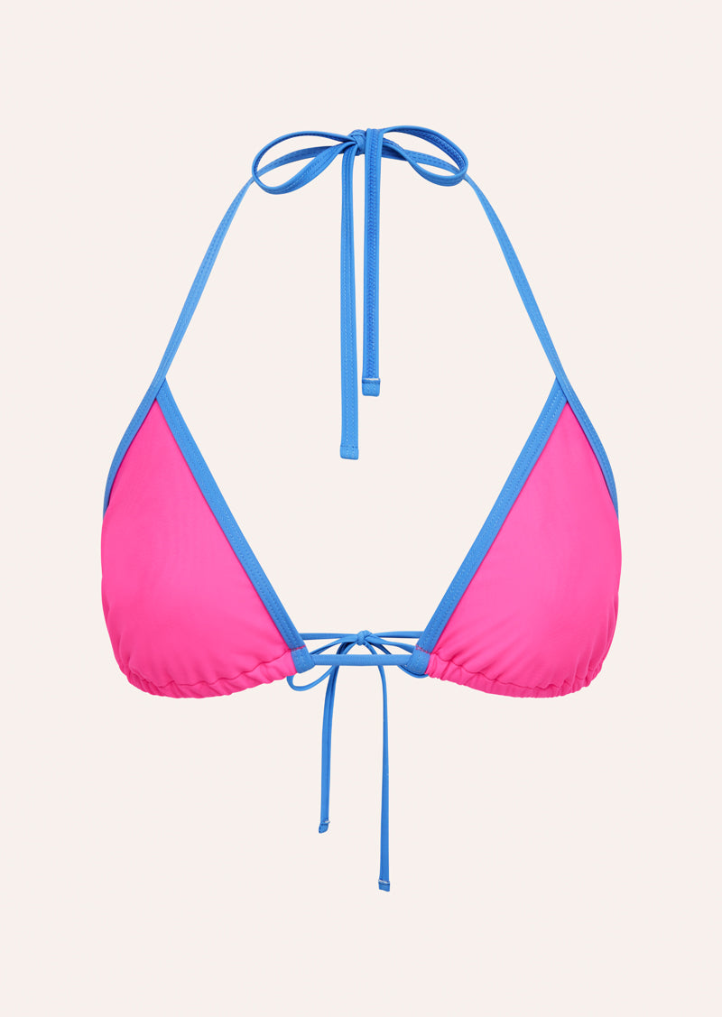 TIDE TRIANGLE BIKINI TOP IN KNOCKOUT PINK BY P.E NATION WOMENS ATHLEISURE BIKINI TOP