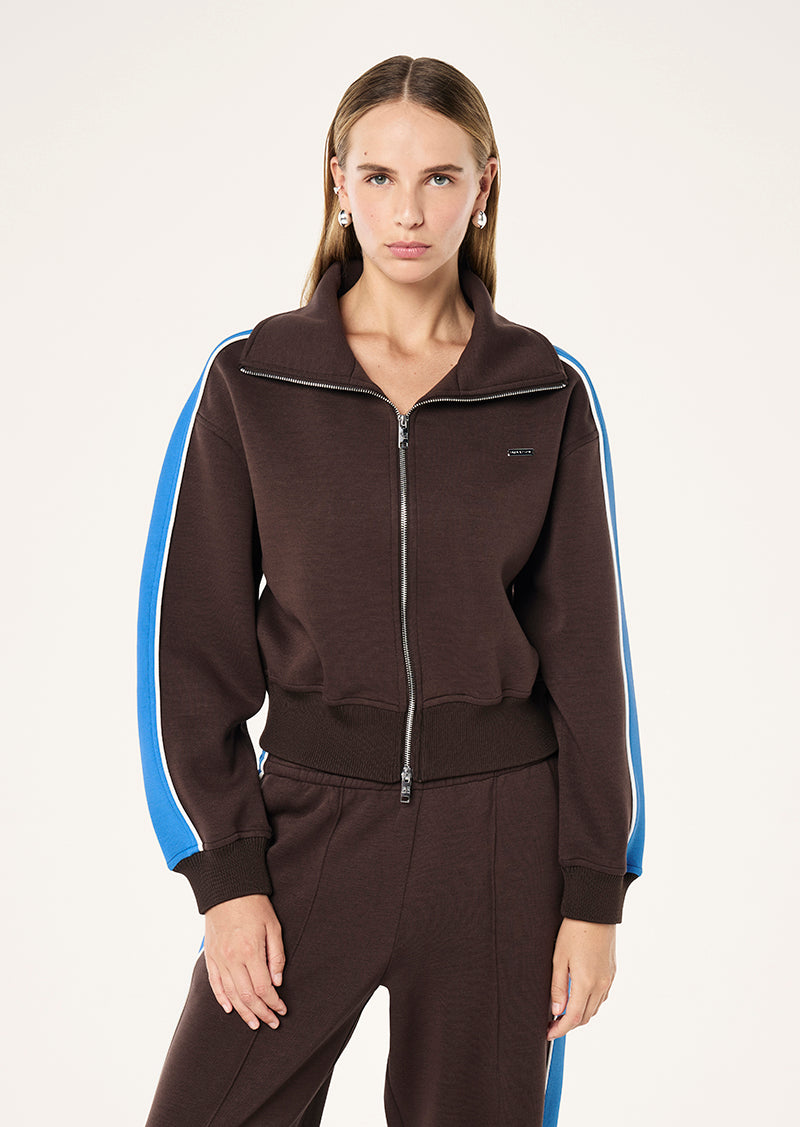 TRIUMPH JACKET IN COFFEE & MARINA BLUE BY P.E NATION