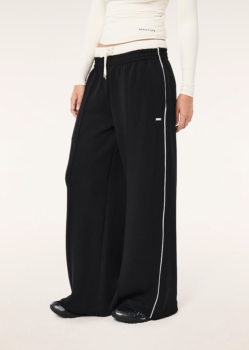 TRIUMPH DUAL PANT IN BLACK AND WHISPER WHITE BY P.E NATION, WOMEN'S ATHLEISURE TRACKPANTS