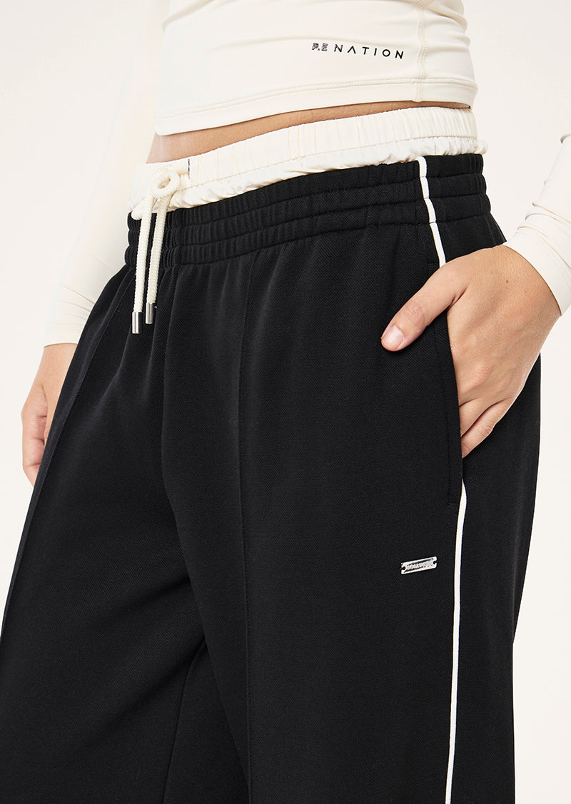 TRIUMPH DUAL PANT IN BLACK AND WHISPER WHITE BY P.E NATION, WOMEN'S ATHLEISURE TRACKPANTS