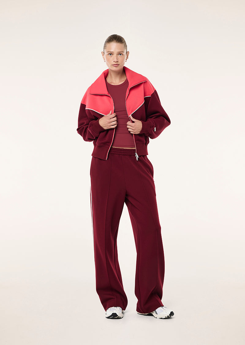 TRIUMPH JACKET IN CABERNET & STRAWBERRY BY P.E NATION, WOMEN'S ATHLEISURE JACKETS